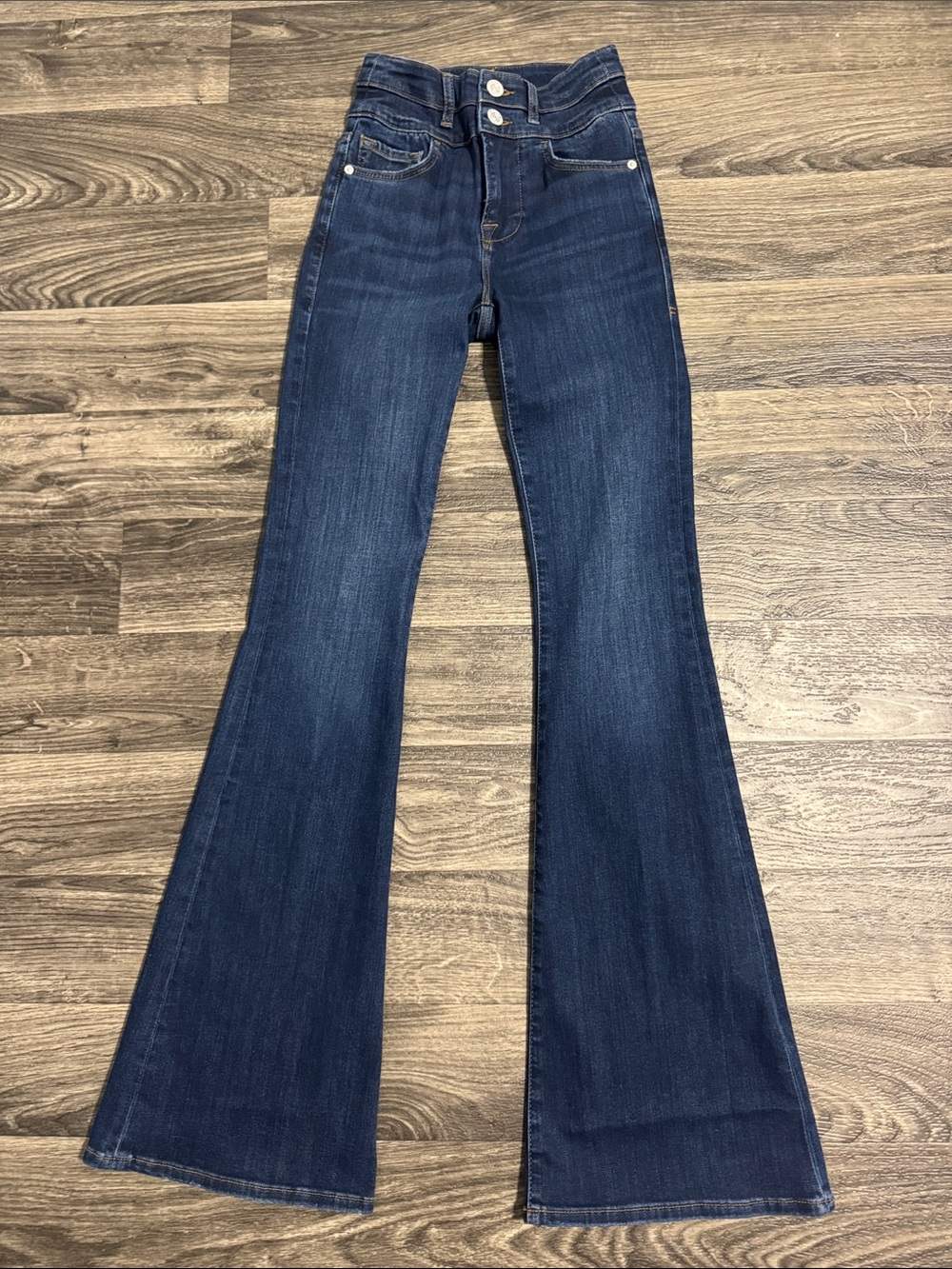 Frame Denim Indigo High-Rise Flared Jeans